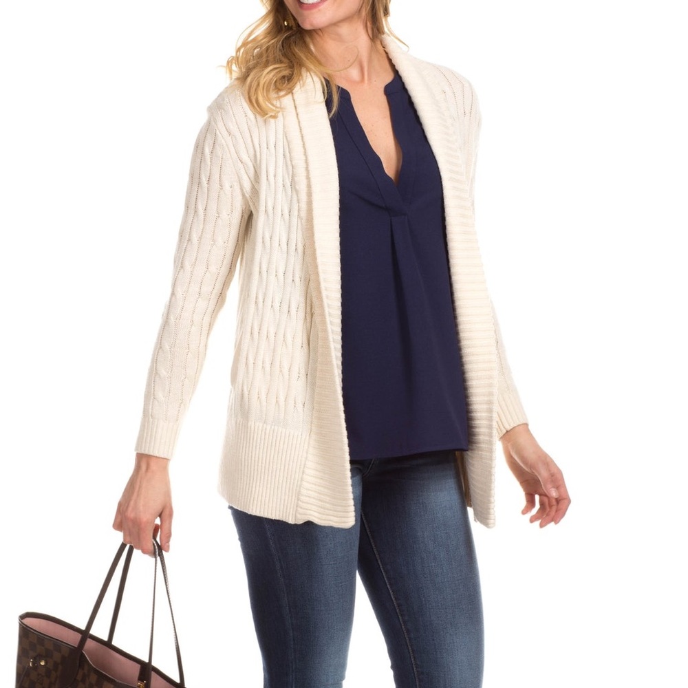NWT Duffield Lane Women’s XS Campbell Cashmere Blend Cardigan in Ivory